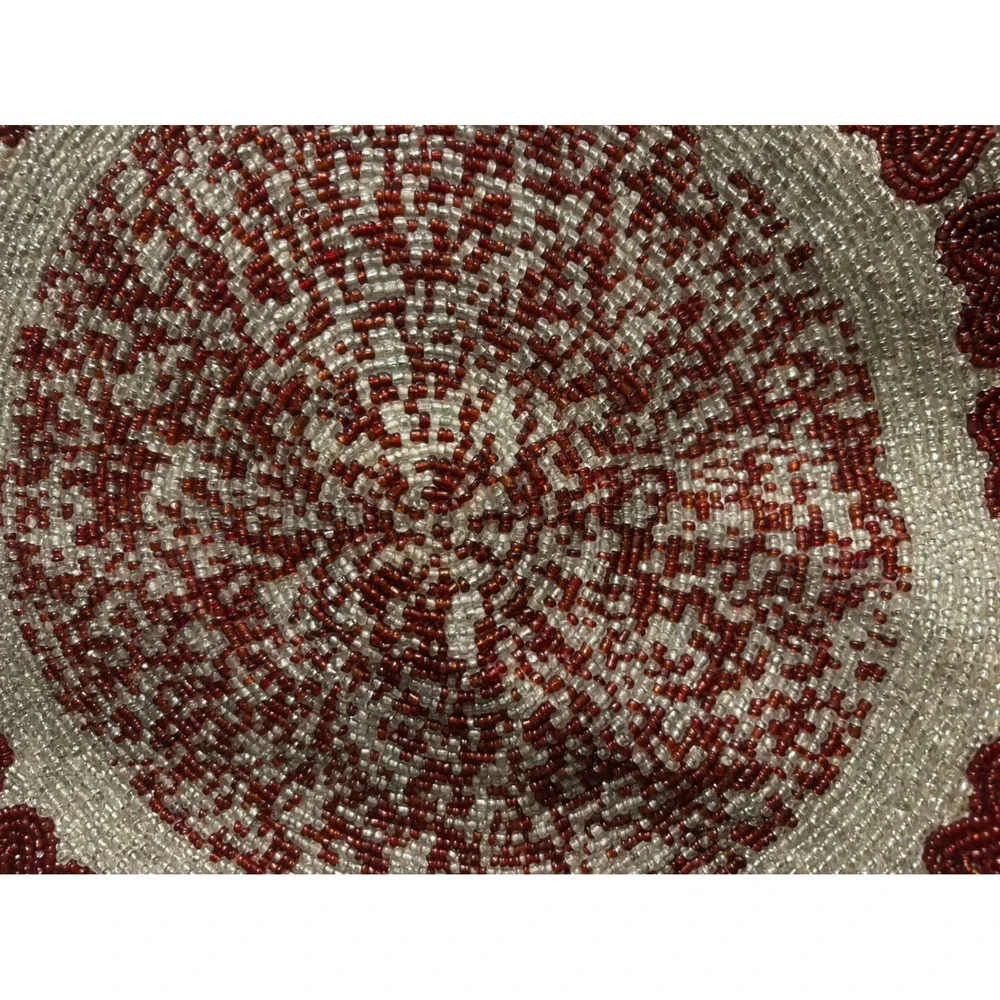 Vintage Style‎ Beaded Heart Placemat Silver Red Romantic Coquette Accessory